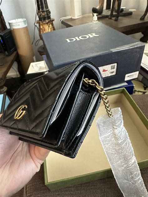 matelassé leather card case gucci|Gucci GG Marmont Matelassé Leather Card Case .